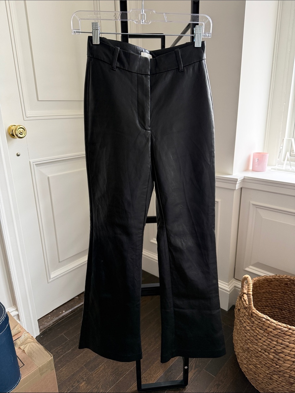 Aritzia Black Faux-Leather Flare Pants